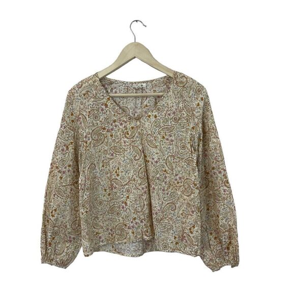 ANA A New Approach X-Small Peasant Botanical Top Boho V-Neck Cotton Rayon Womens - Picture 2 of 15